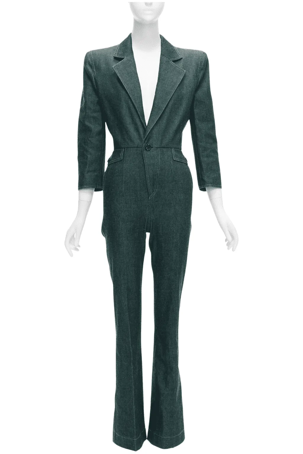 Saint Laurent Denim Shoulder Jumpsuit Blue Never worn - Front View
