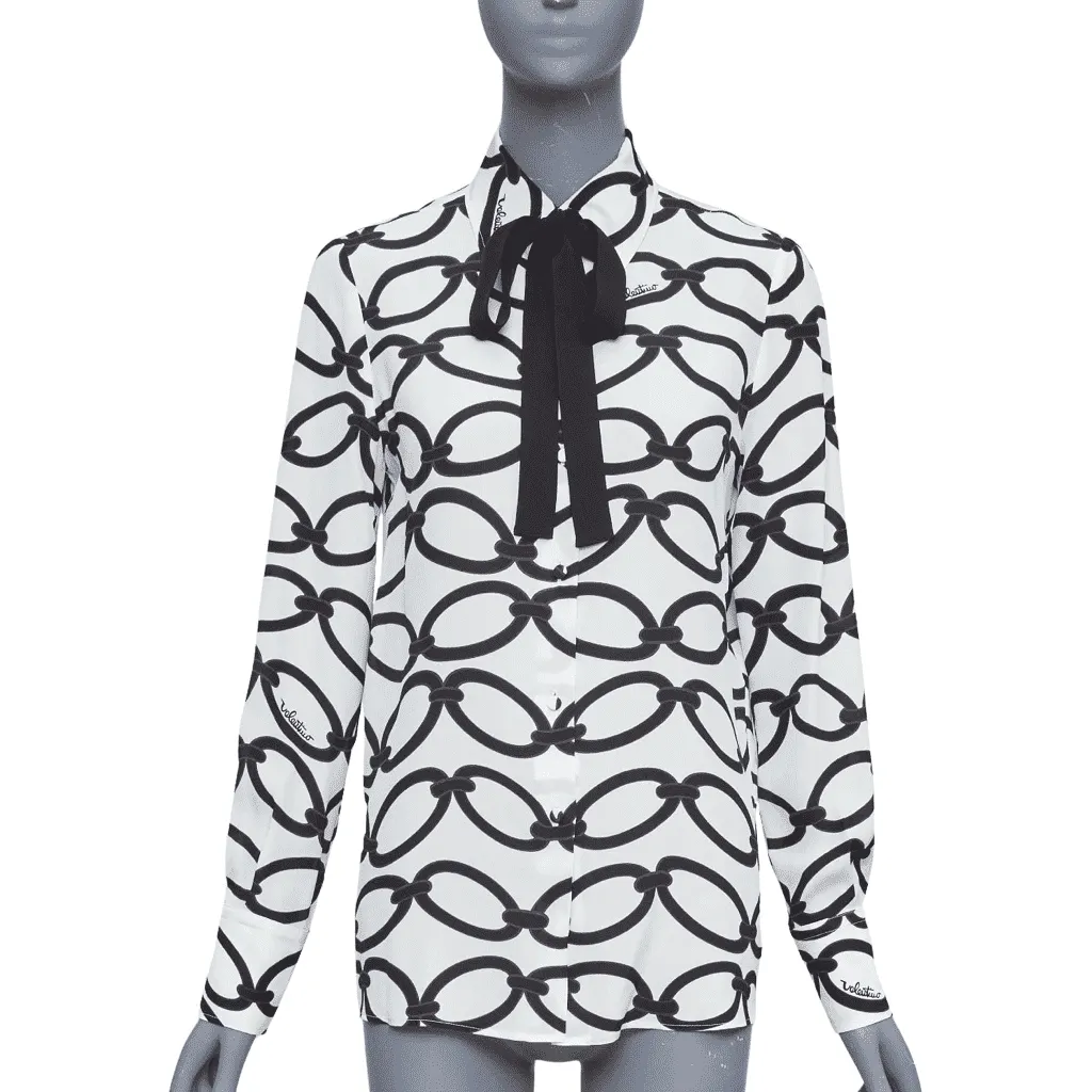 Valentino Chain Silk Blouse White Silk Very good - Front View