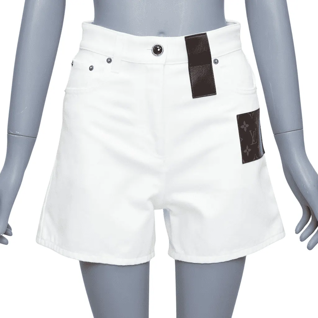 Louis Vuitton Accent Denim Shorts White Very good - Front View