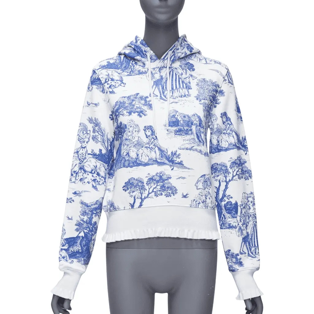 Moschino Toile Frill Hoodie White Cotton Never worn - Front View