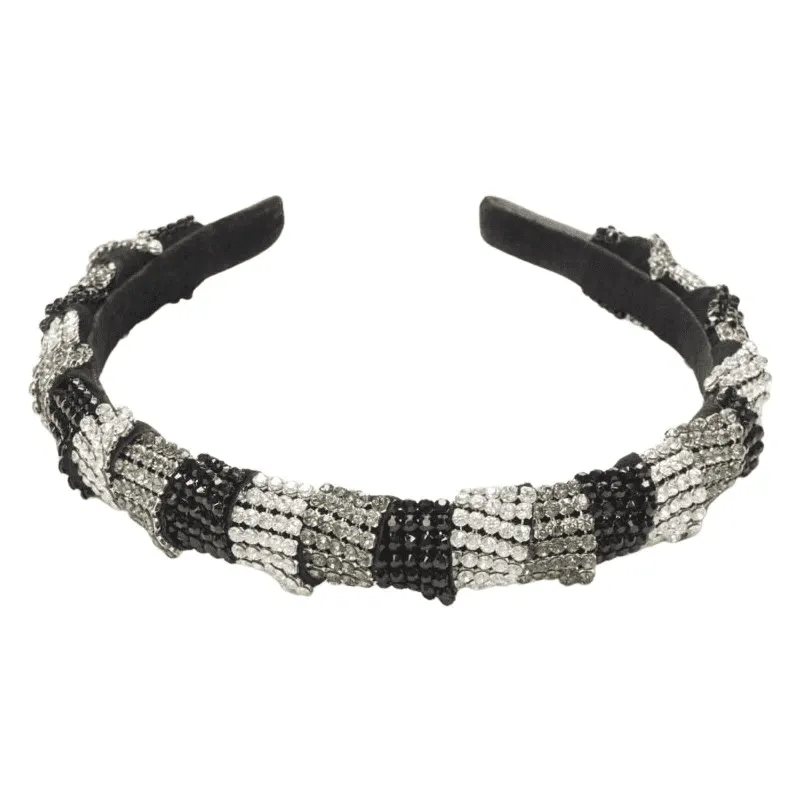 Unsigned Crystal Black Headband Black Suede Never worn - Front View