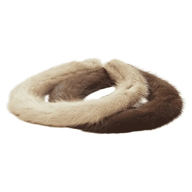 Unsigned Mink Fur Headband Brown Fur Never worn - Front View