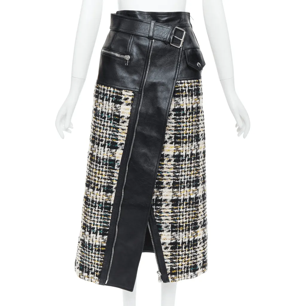 Alexander McQueen Deconstructed Biker Skirt Black Leather Very good - Front View