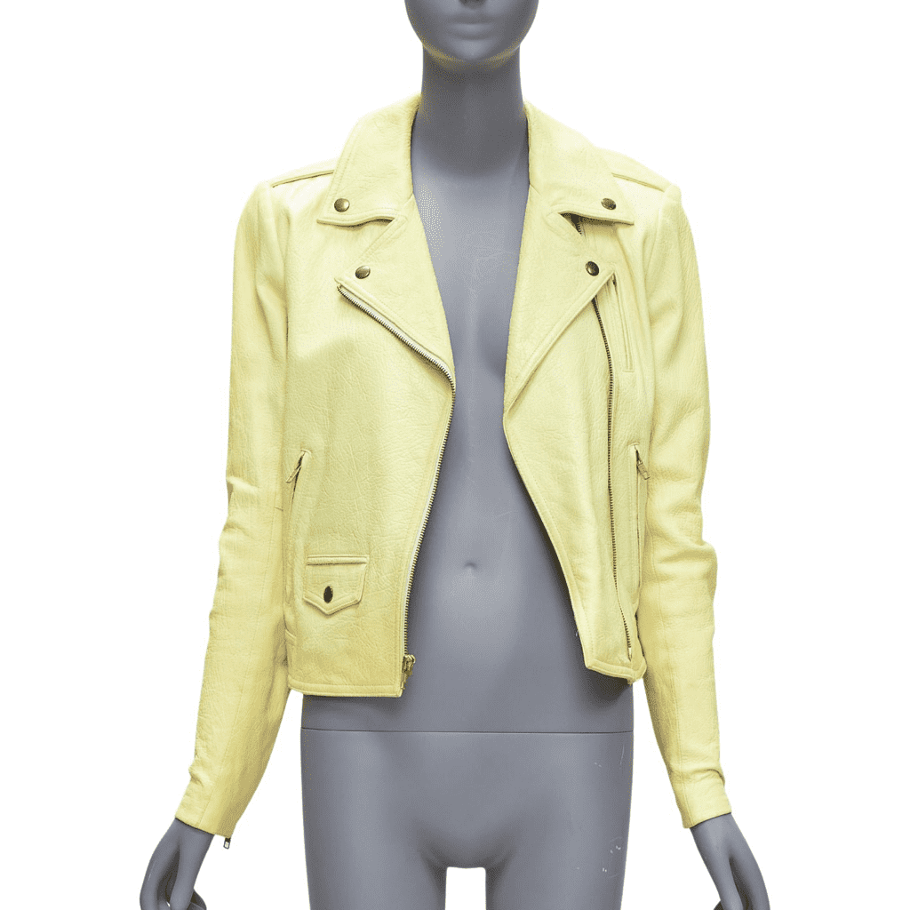 Theory Yellow Lambskin Biker Jacket
