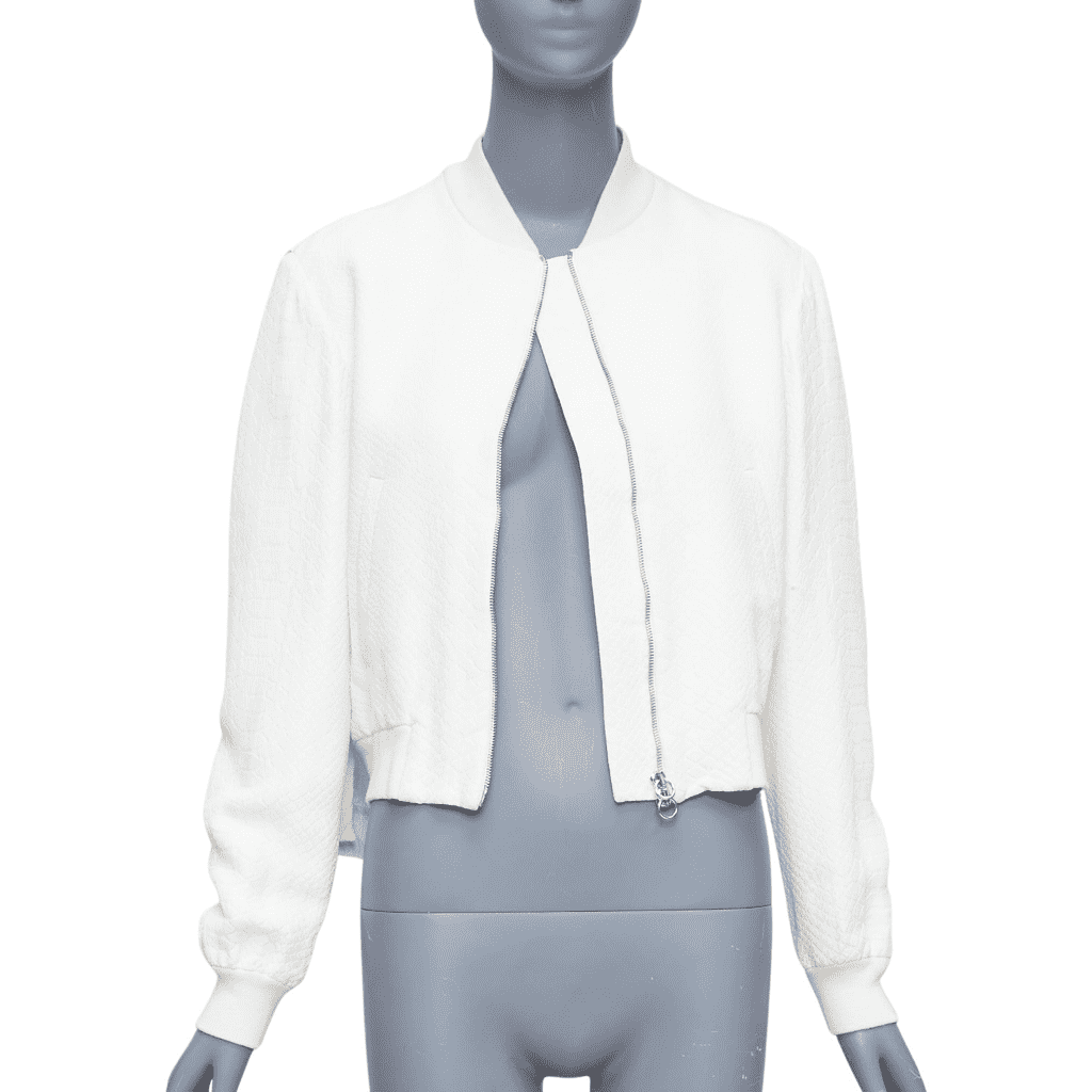Stella Mccartney White Jacquard Cropped Bomber