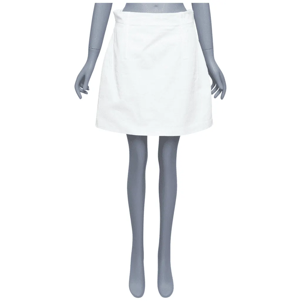 Prada Lace Denim Skirt White Cotton Very good - Front View