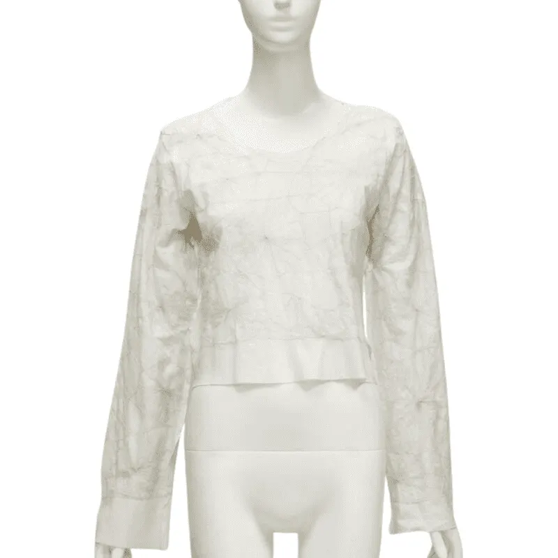 Comme des Garçons Floral Embroidery Top Beige Cotton Very good - Front View
