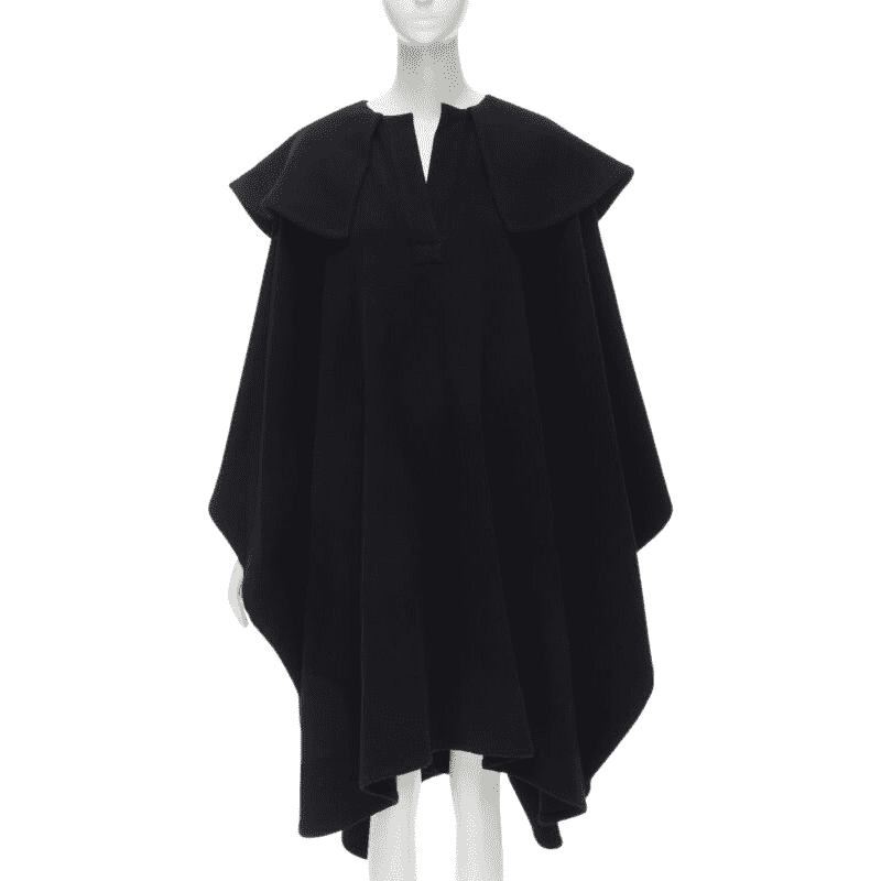 Comme des Garçons أسود صوف Poncho Cape