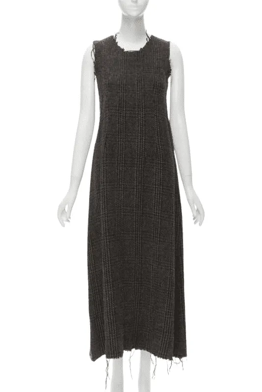 Comme des Garçons Frayed Edge Dress Brown Wool Never worn - Front View