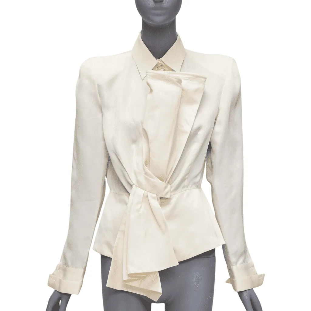 Gianfranco Ferré Bow Detail Jacket Beige Silk Very good - Front View