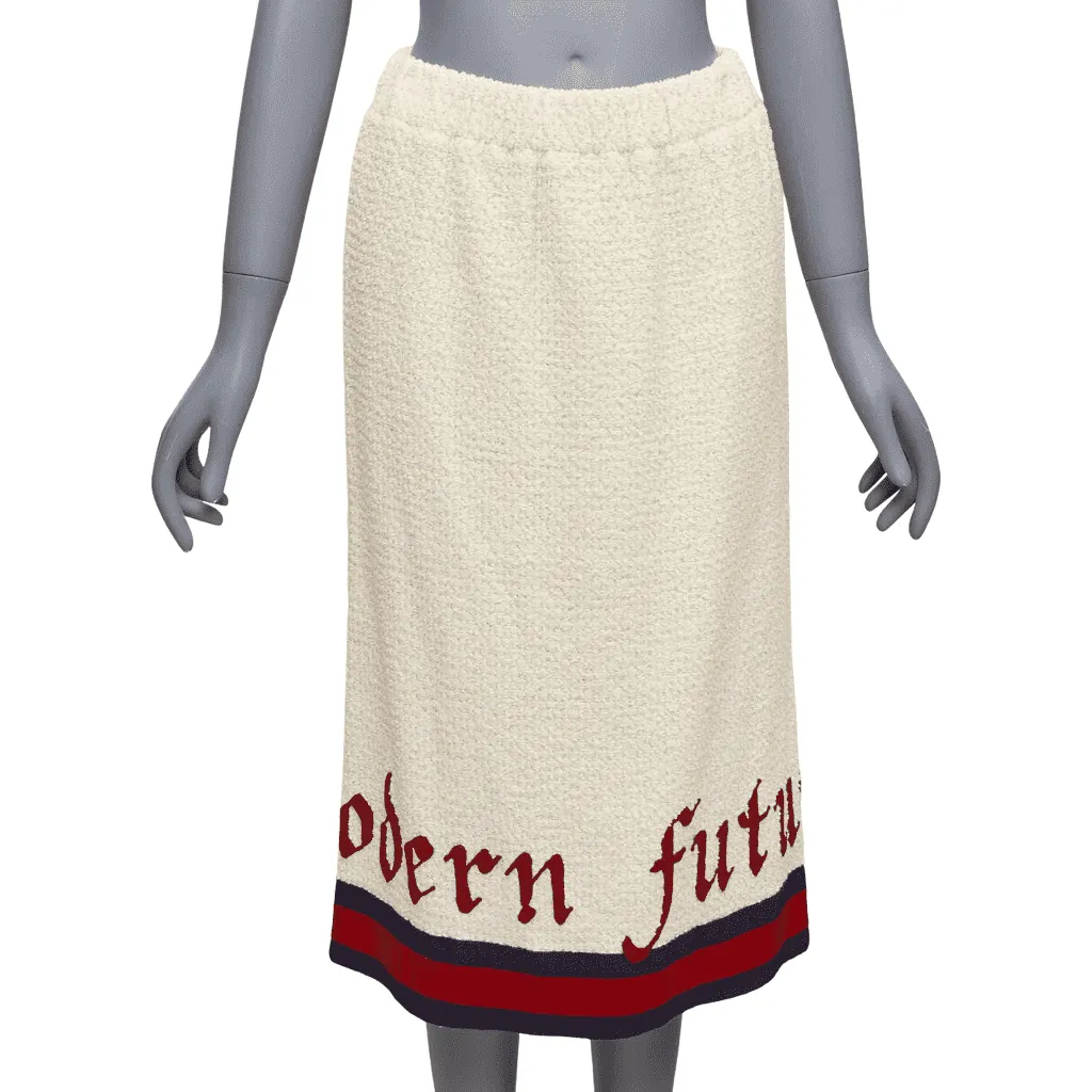 Gucci Boucle Trim Skirt Beige Cotton Never worn - Front View