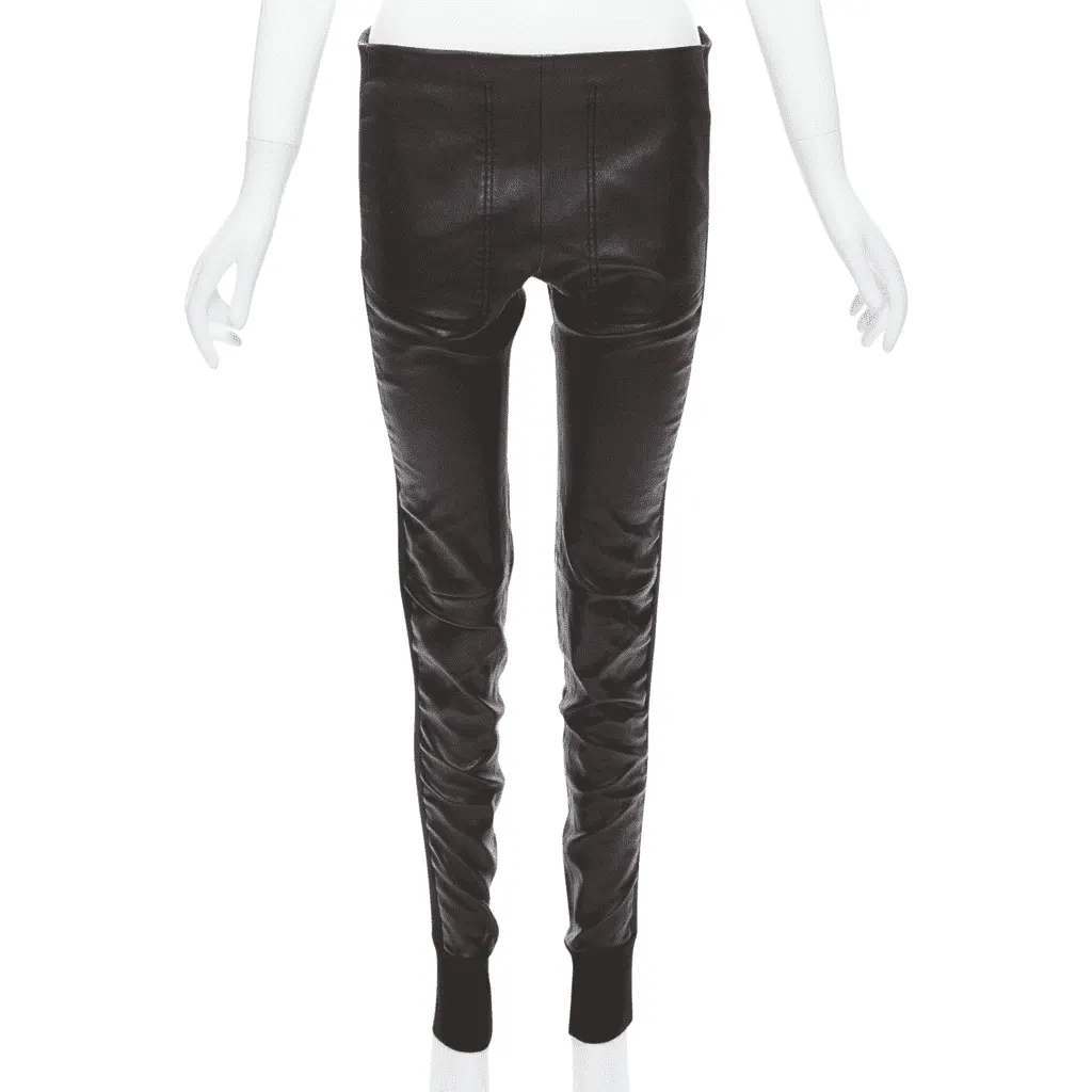 Balenciaga Striped Cropped Pants Black Leather Never worn - Front View