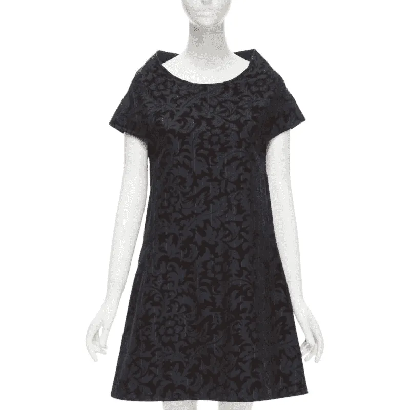 Comme Des Garcons Pinstripe Devore Dress Blue Wool Never worn - Front View