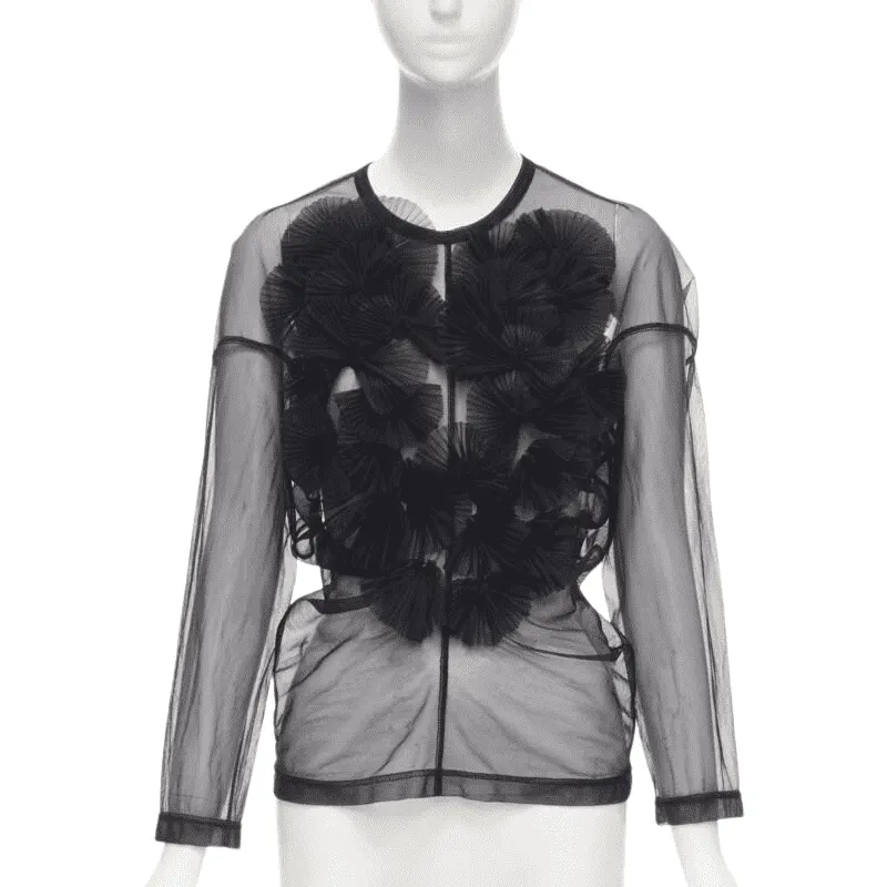 Comme Des Garcons Pleated Ruffle Top Black Good - Front View
