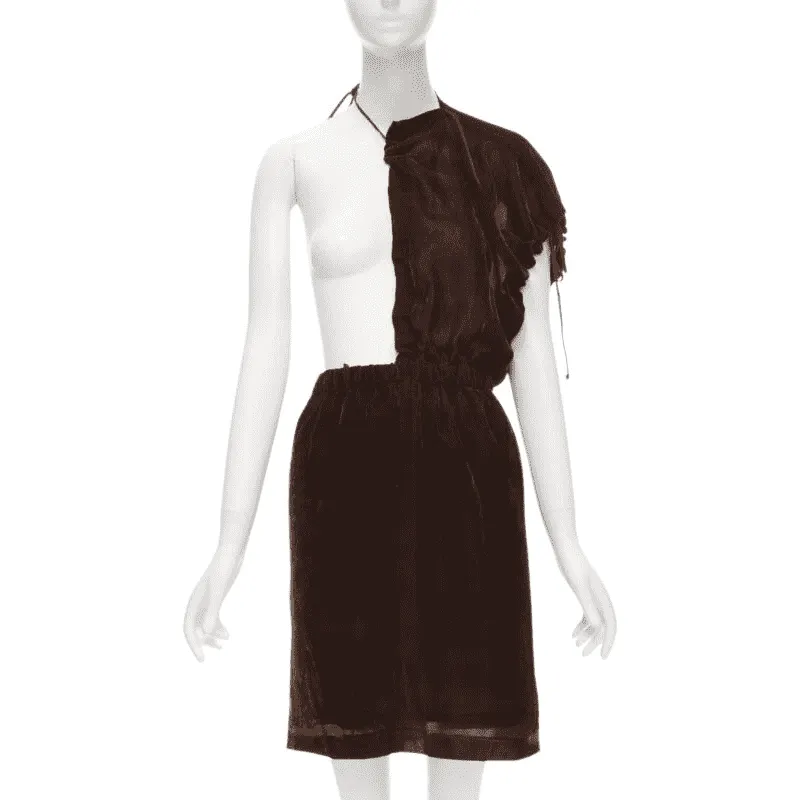 Comme Des Garcons Velvet Sash Skirt Brown Velvet Very good - Front View