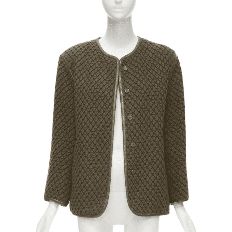 Issey Miyake Brown Cloque Leather Jacket