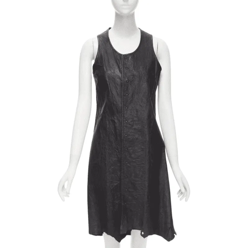 Junya Watanabe Leather Raw Dress Black Leather Good - Front View