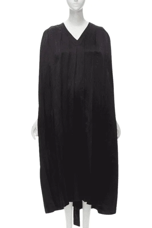 Comme Des Garcons Pleated Belted Dress Black Acetate Never worn - Front View