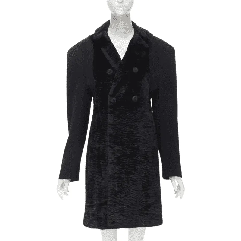 Comme Des Garcons Oversized Faux Fur Coat Black Polyester Never worn - Front View