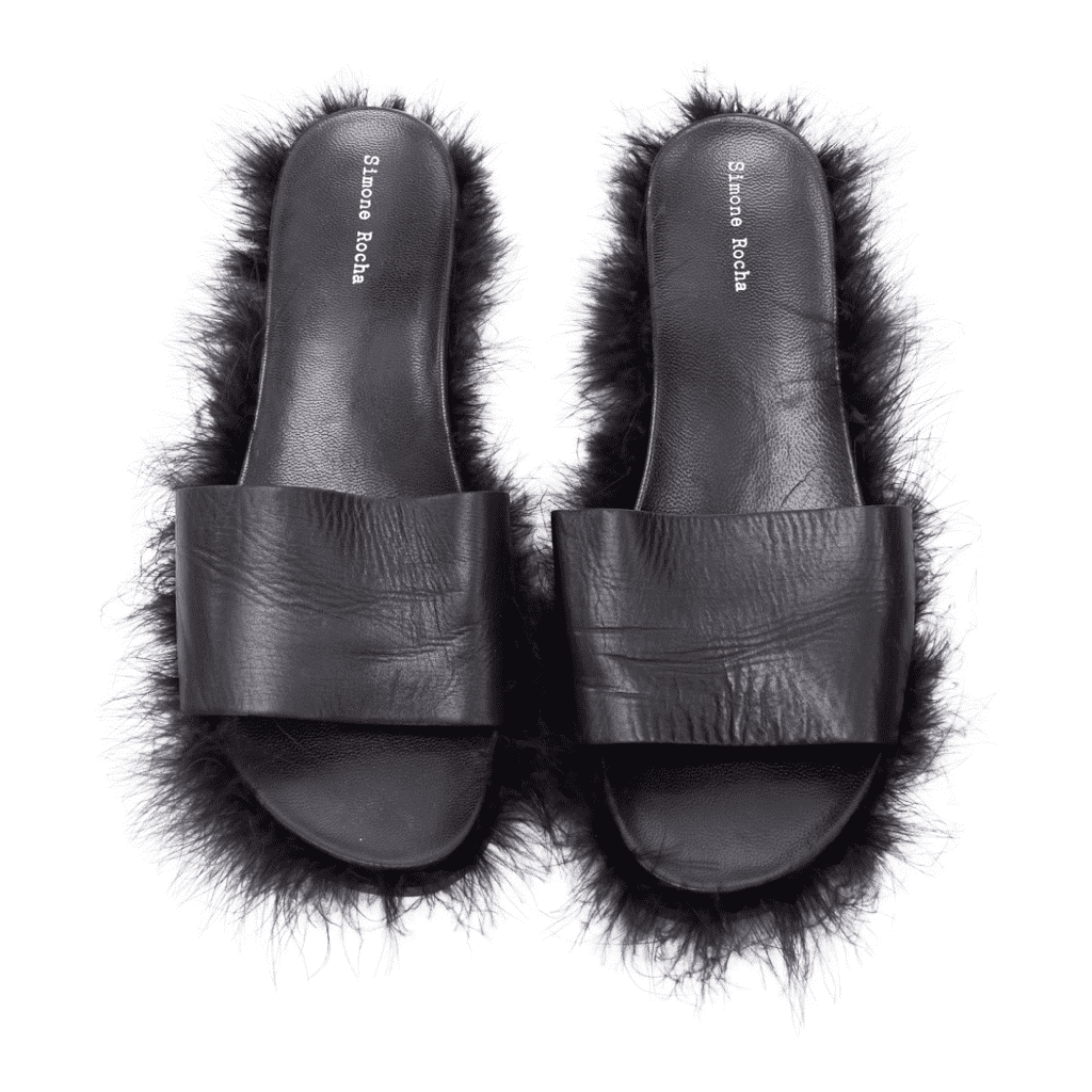 Simone Rocha Feather Trimmed Slides