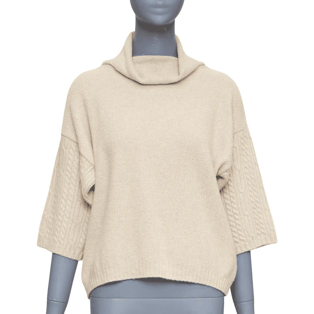 Max Mara Cable Knit Sleeve Sweater Beige Wool Very good - Front View
