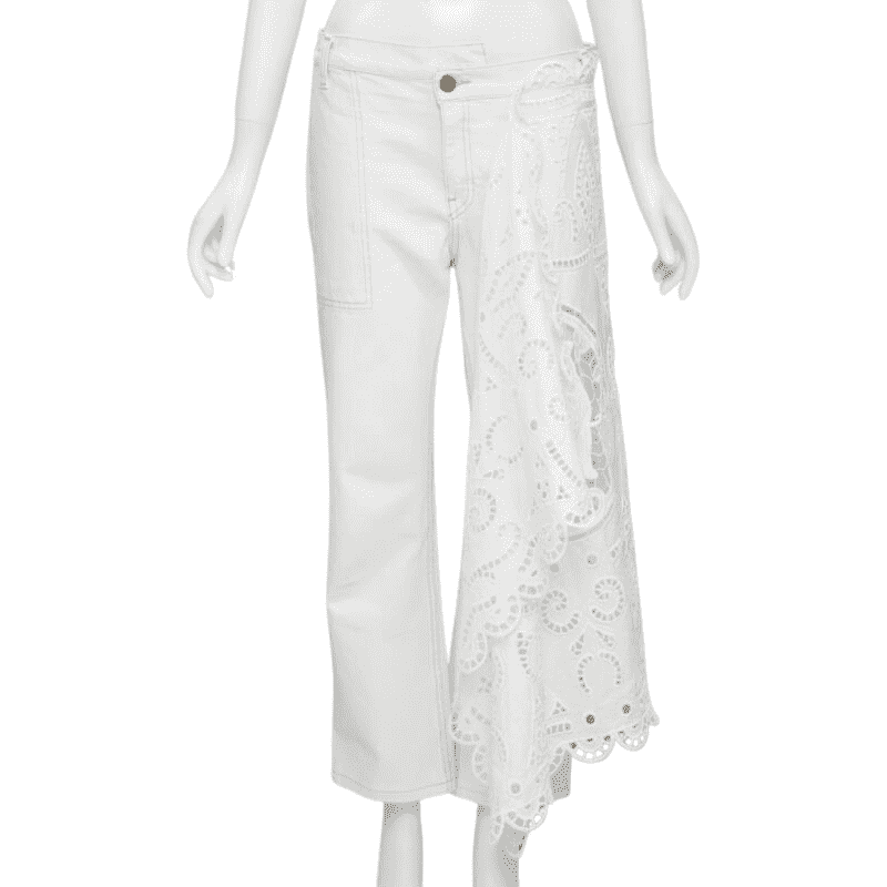 Monse White Draped Straight Jeans