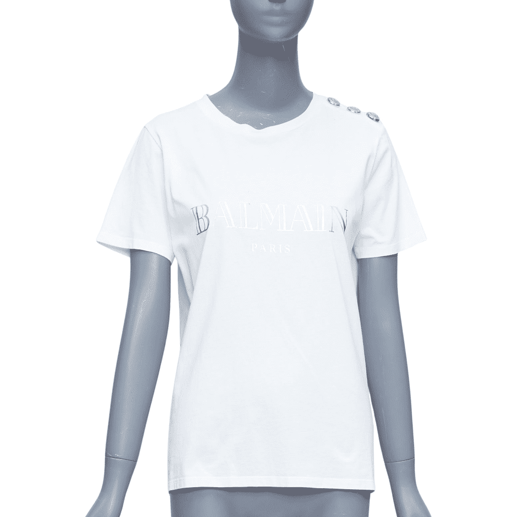 Balmain Gold Foil Logo Tee