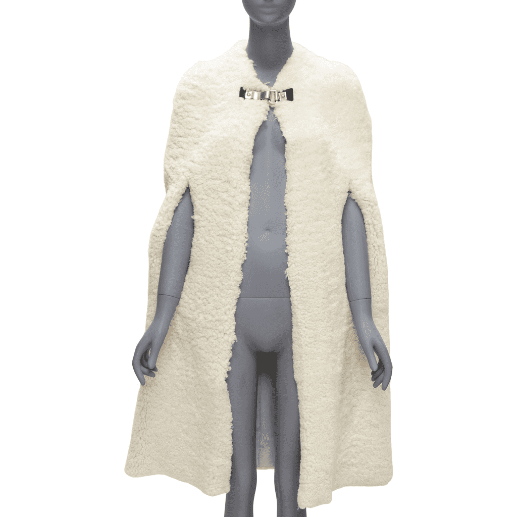 Celine Gold Buckle Shearling Cape