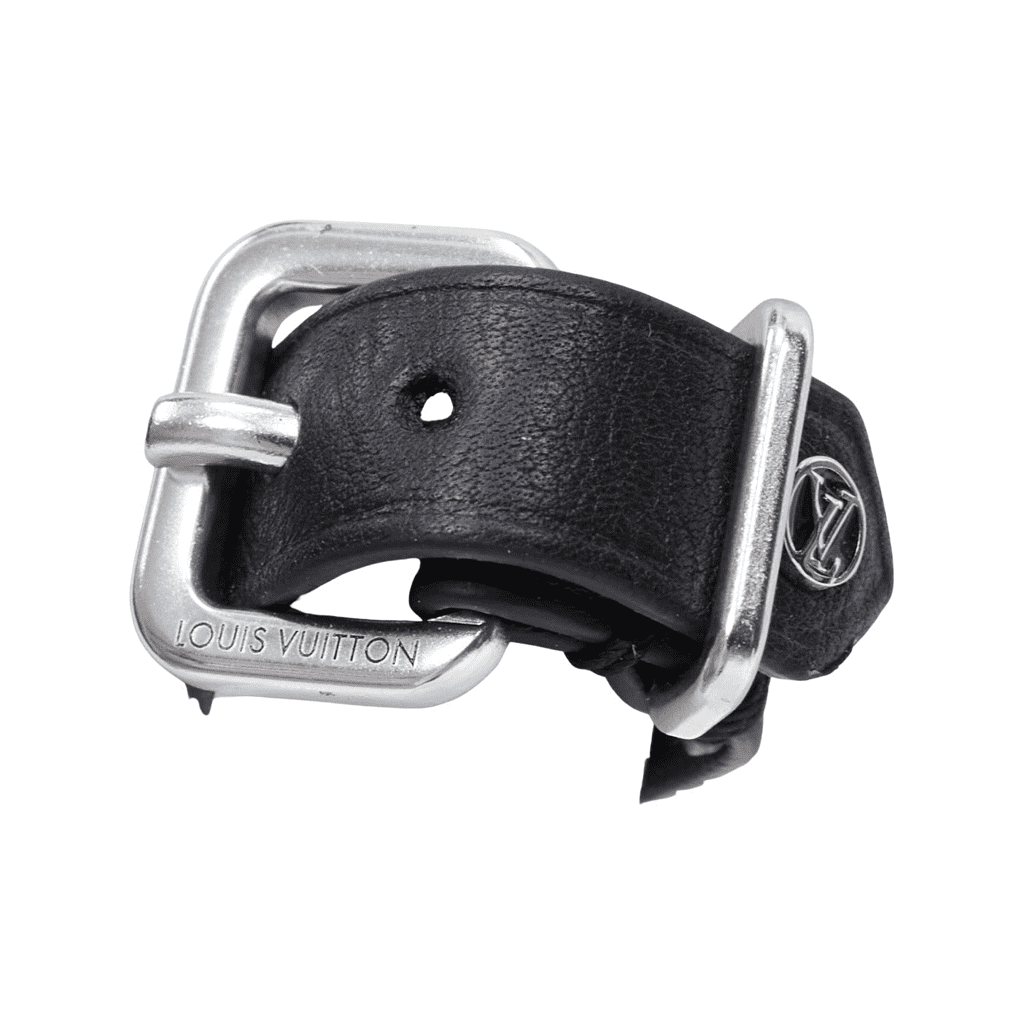 Louis Vuitton Black Leather Silver Ring