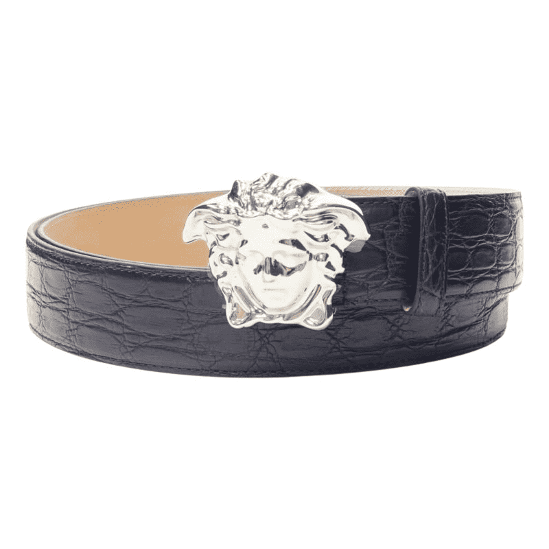 Versace Ruthenium Black Leather Belt