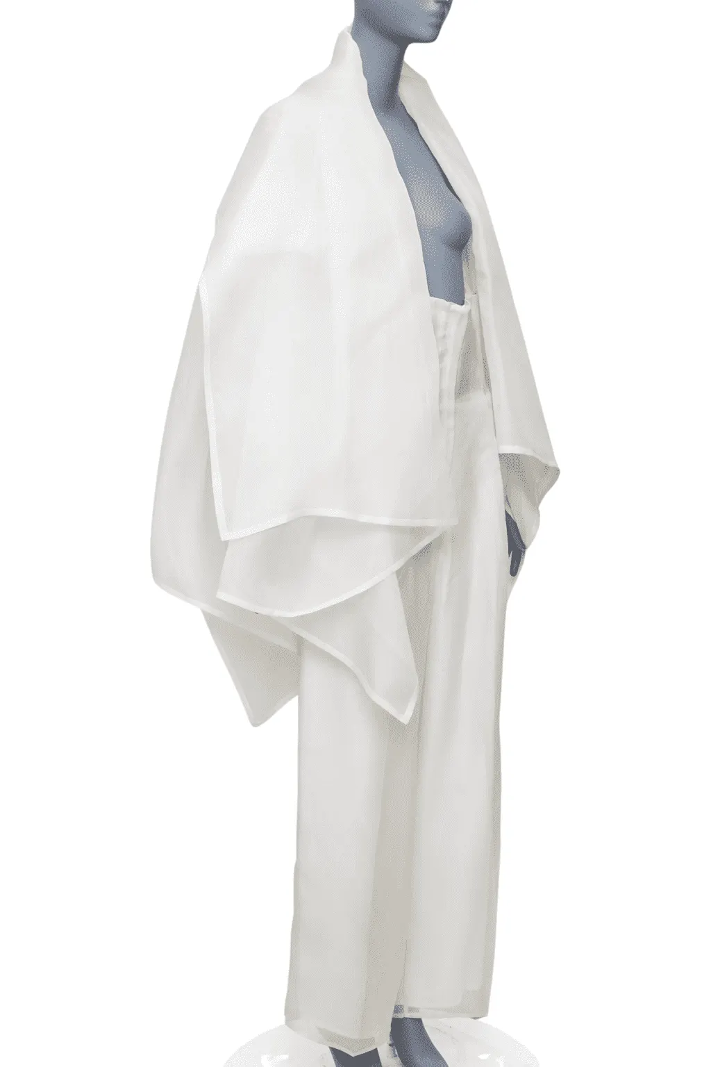 Dolce & Gabbana Ivory Coat Pantsuit Beige Silk Fair - Front View