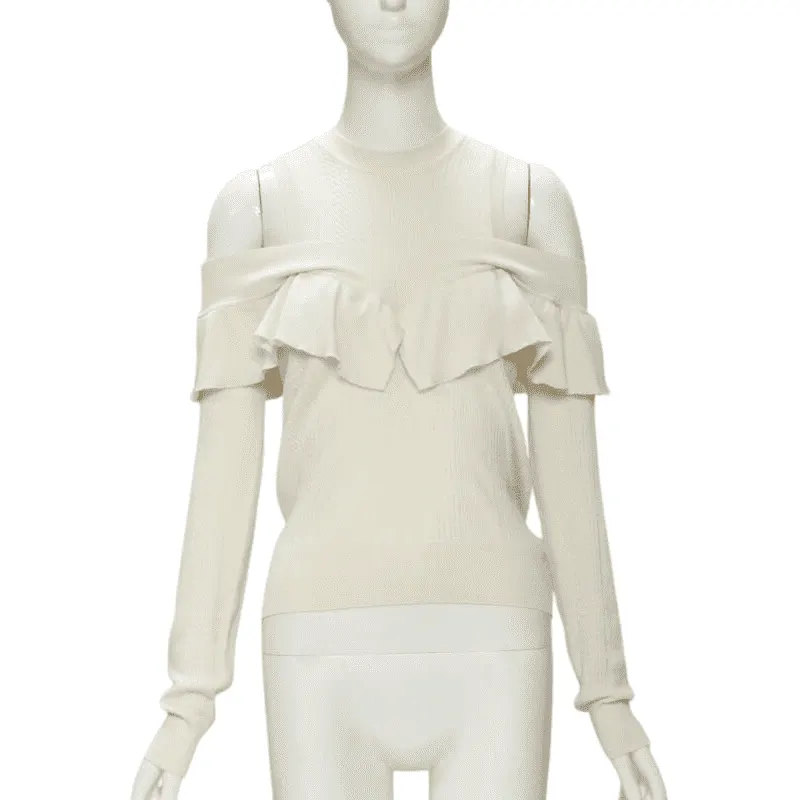 Fendi Cold Shoulder Sweater Beige Wool Never worn - Front View