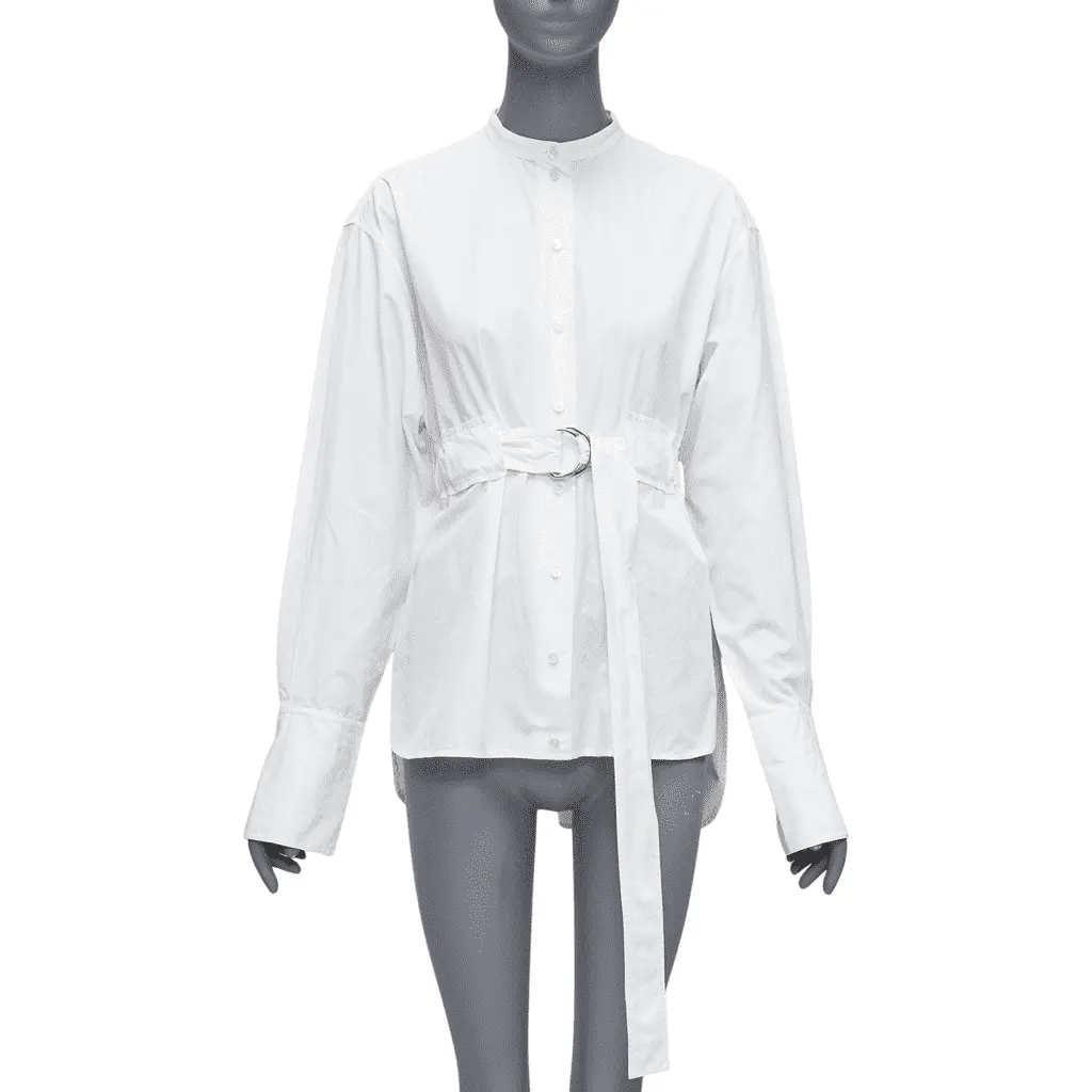 Celine D Ring Belt Shirt White Cotton Very good - Front View