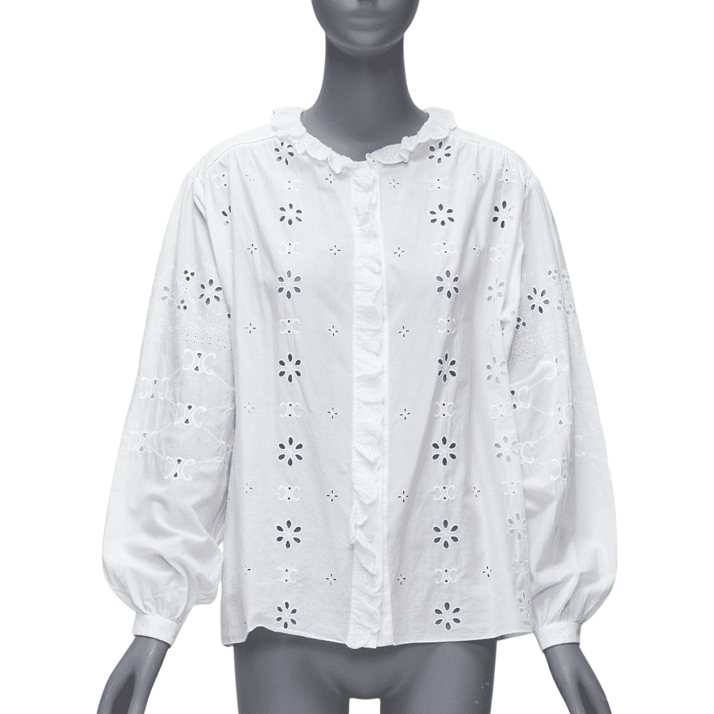 Celine Eyelet Peasant Shirt