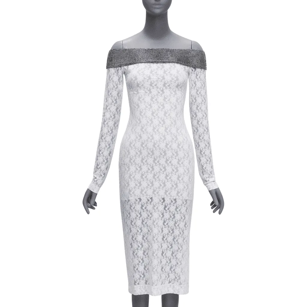 Christopher Kane Crystal Lace Dress Black Polyamide Never worn - Front View