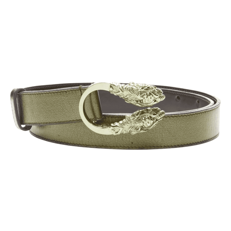 Gucci Hammered Buckle Leather Belt