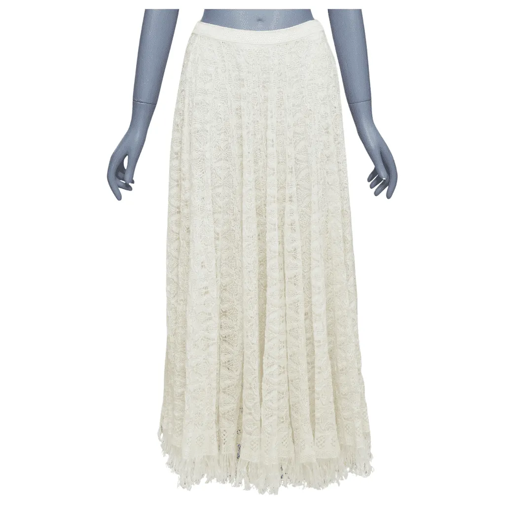 Dior Lace Knit Skirt Beige Linen Never worn, with tag - Front View
