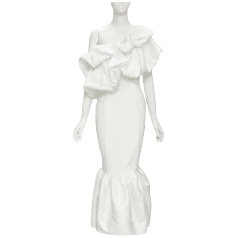 Solace London Cascade Flounce Dress White Polyester Never worn - Front View