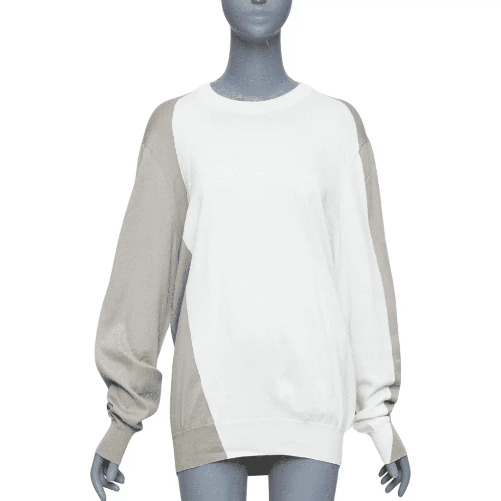 Hermès Colorblocked Crew Beige Cotton Very good - Front View