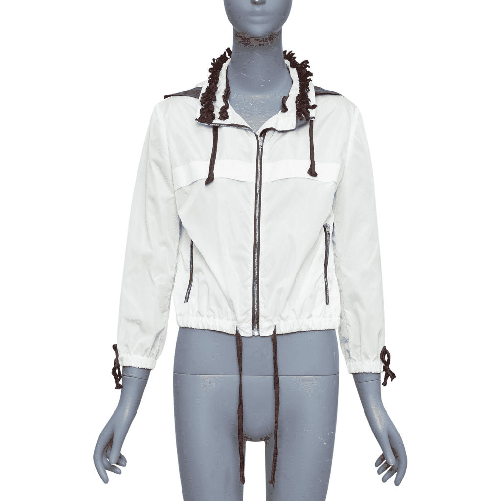 Miu Miu Brown Ruffle Windbreaker