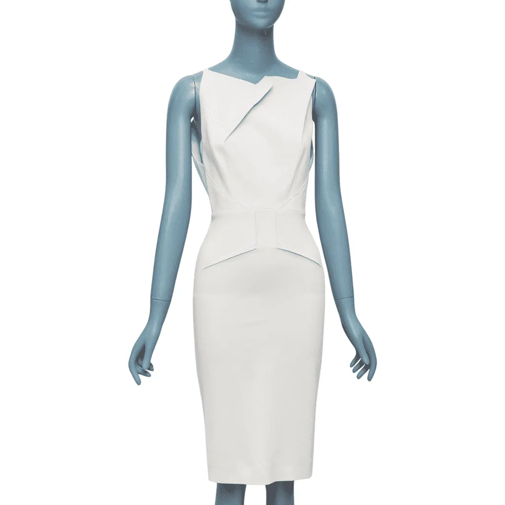 Roland Mouret Origami Pleat Dress Beige Good - Front View