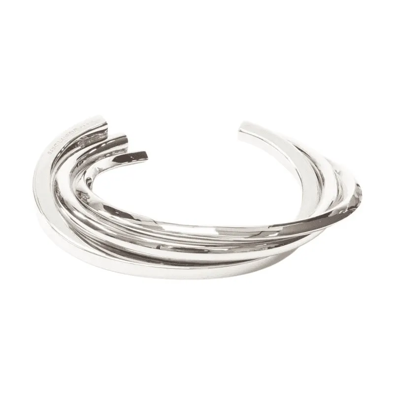 Saint Laurent Triple twist cuff Silver Metal Very good - Front View