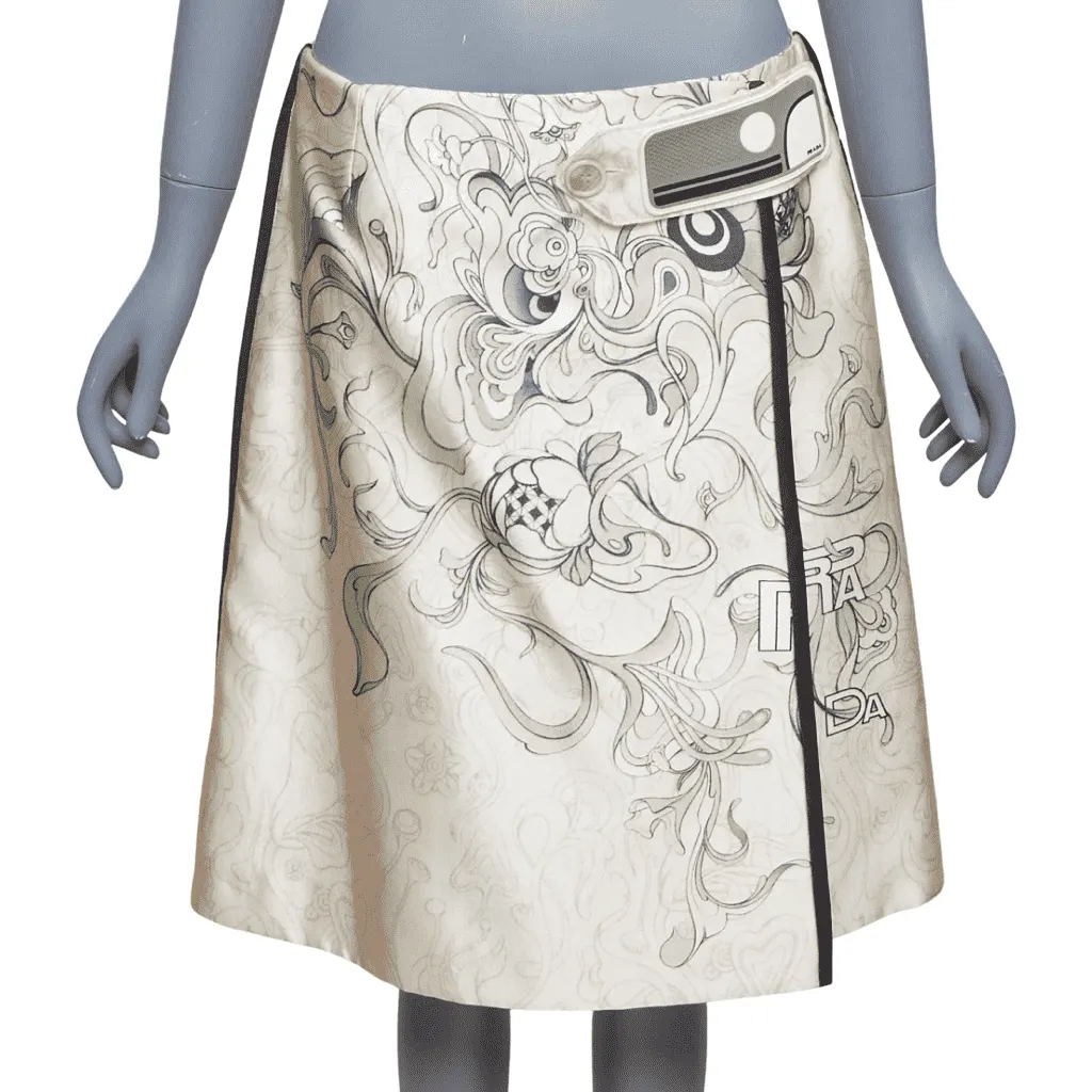 Prada Fairy Print Skirt Pink Silk Very good - Front View