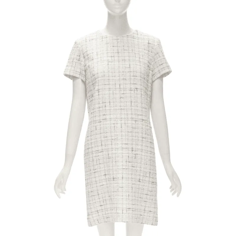 Chanel Check Tweed Dress Pink Tweed Very good - Front View