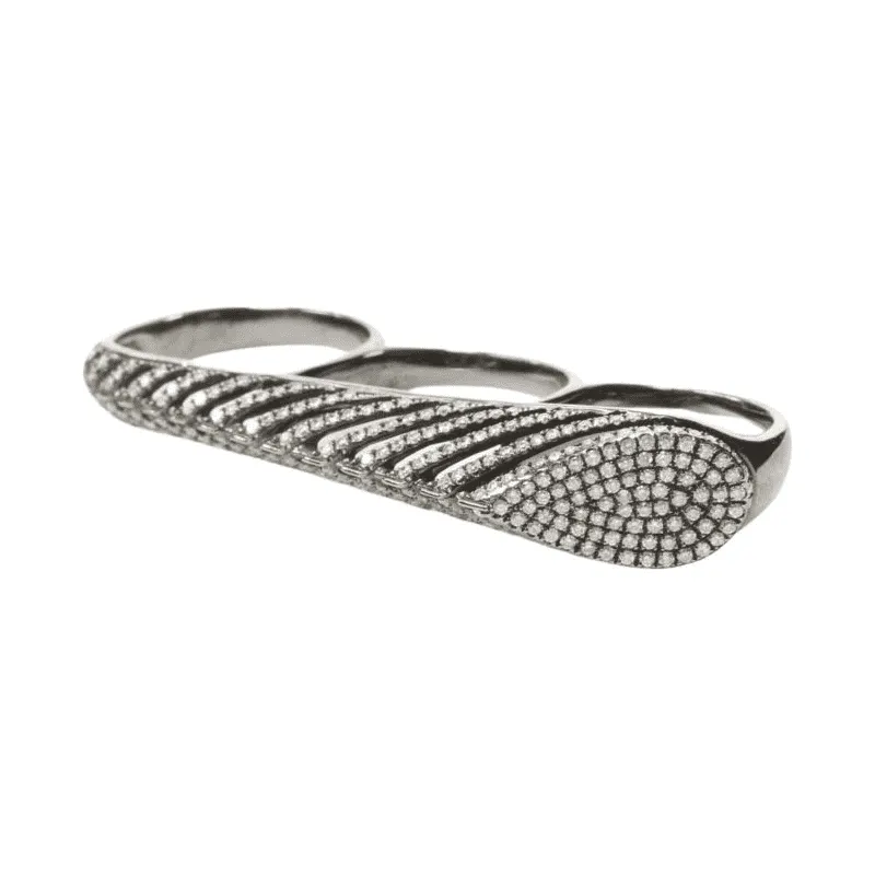 AS29 Diamond Finger Ring Silver Silver Never worn - Front View