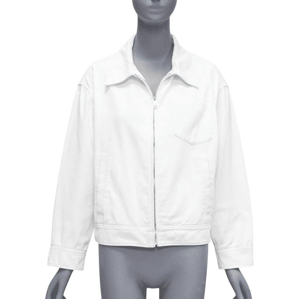 Prada White Cropped Denim Jacket White Cotton Good - Front View
