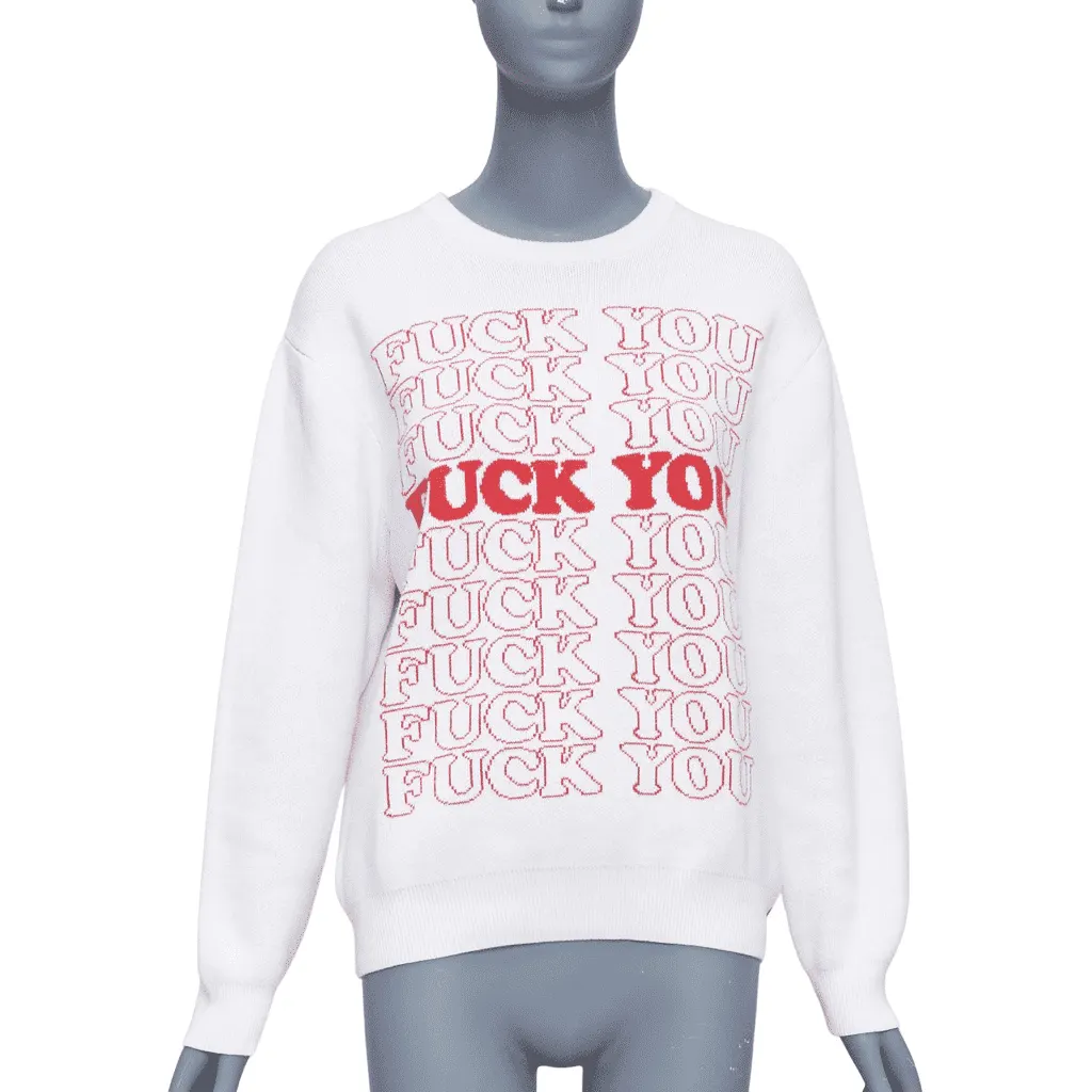 Supreme Slogan Pullover White Cotton Good - Front View