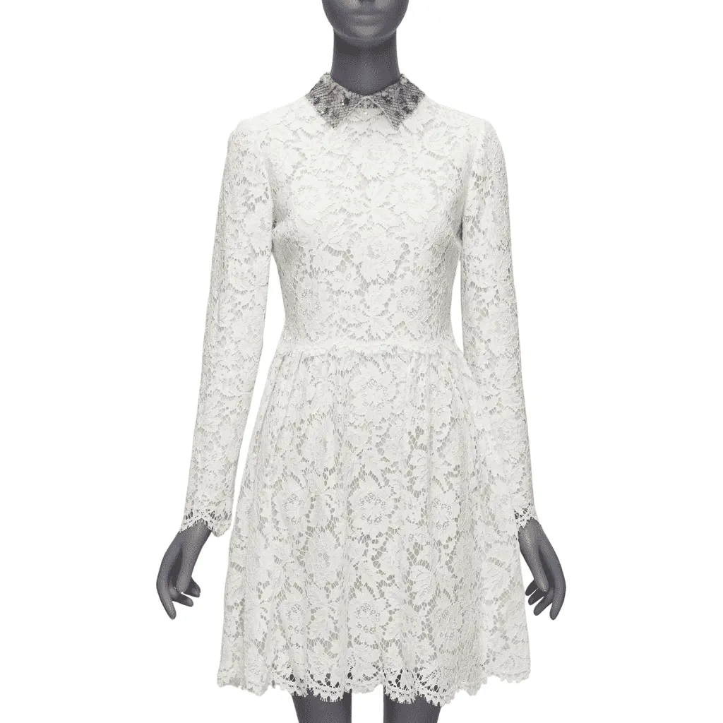 Valentino Sequin Bridal Dress Beige Cotton Never worn - Front View