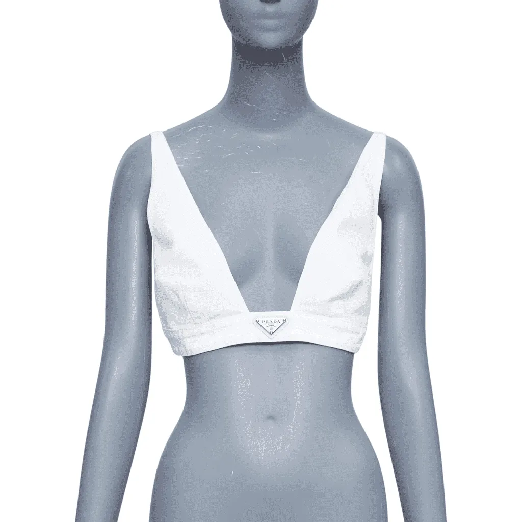 Prada Tweed Rubber Bustier White Never worn, with tag - Front View