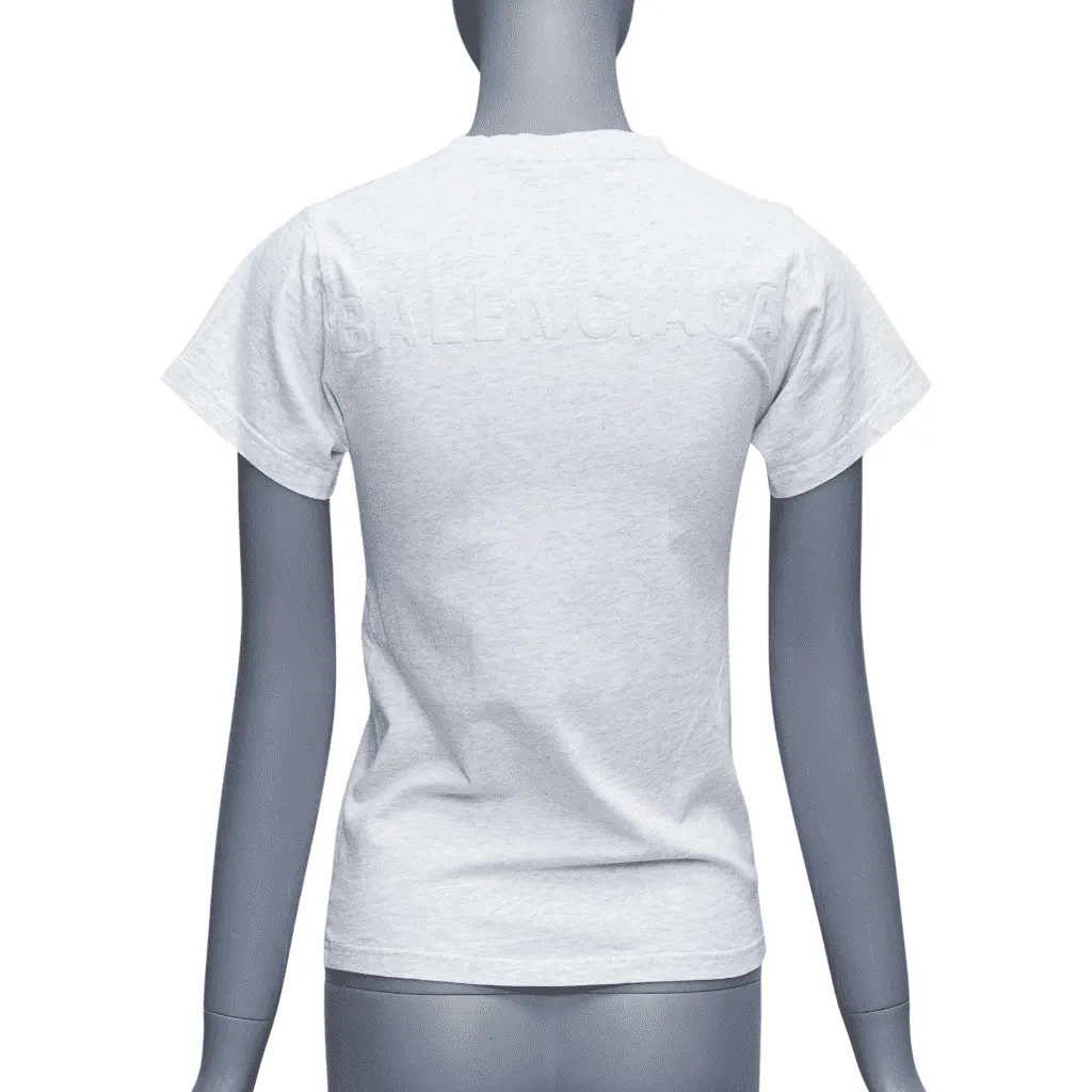 Balenciaga Logo Embroidery Tee Grey Cotton Very good - Front View